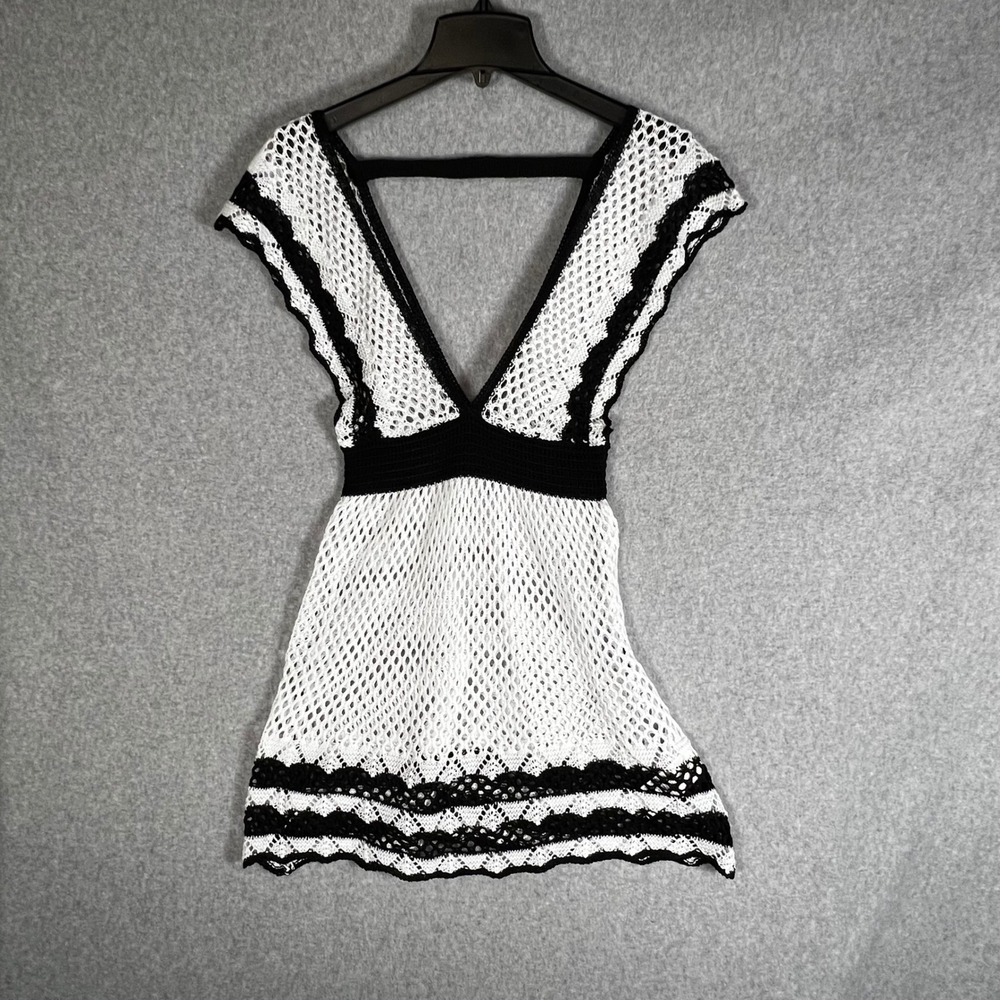 Crochet Mini Dress Swim cover up Small Boho Festival Beach Resortwear Vacation